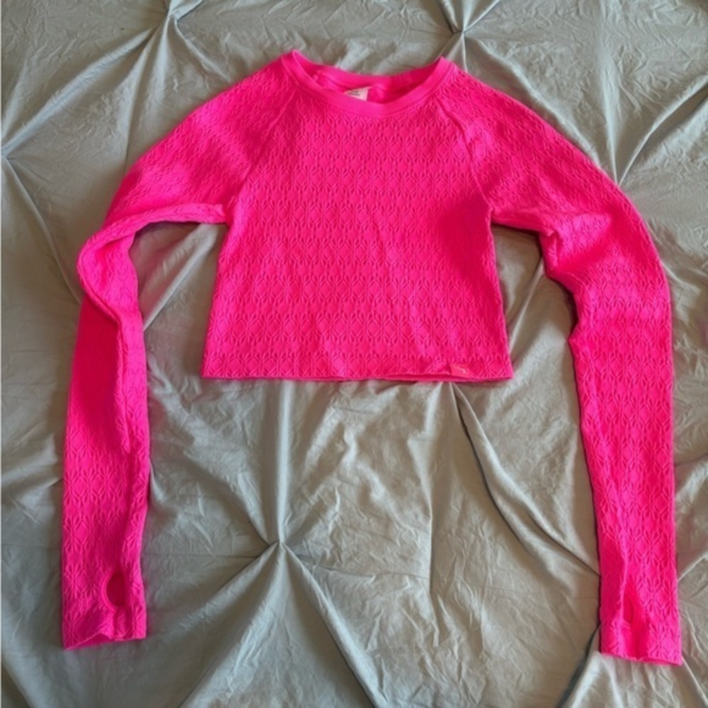 EUC JoyLab Pink Textured Cropped Workout Top Size S